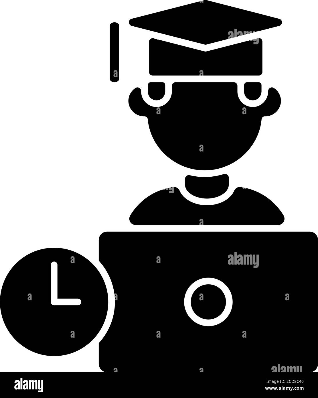 Remote education black glyph icon Stock Vector