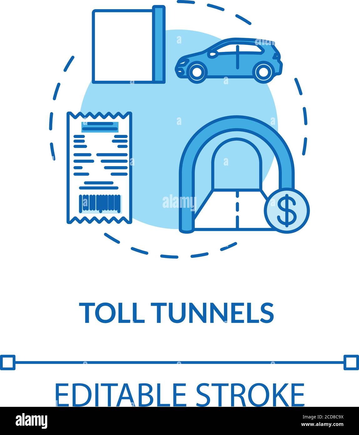 Toll tunnels concept icon Stock Vector