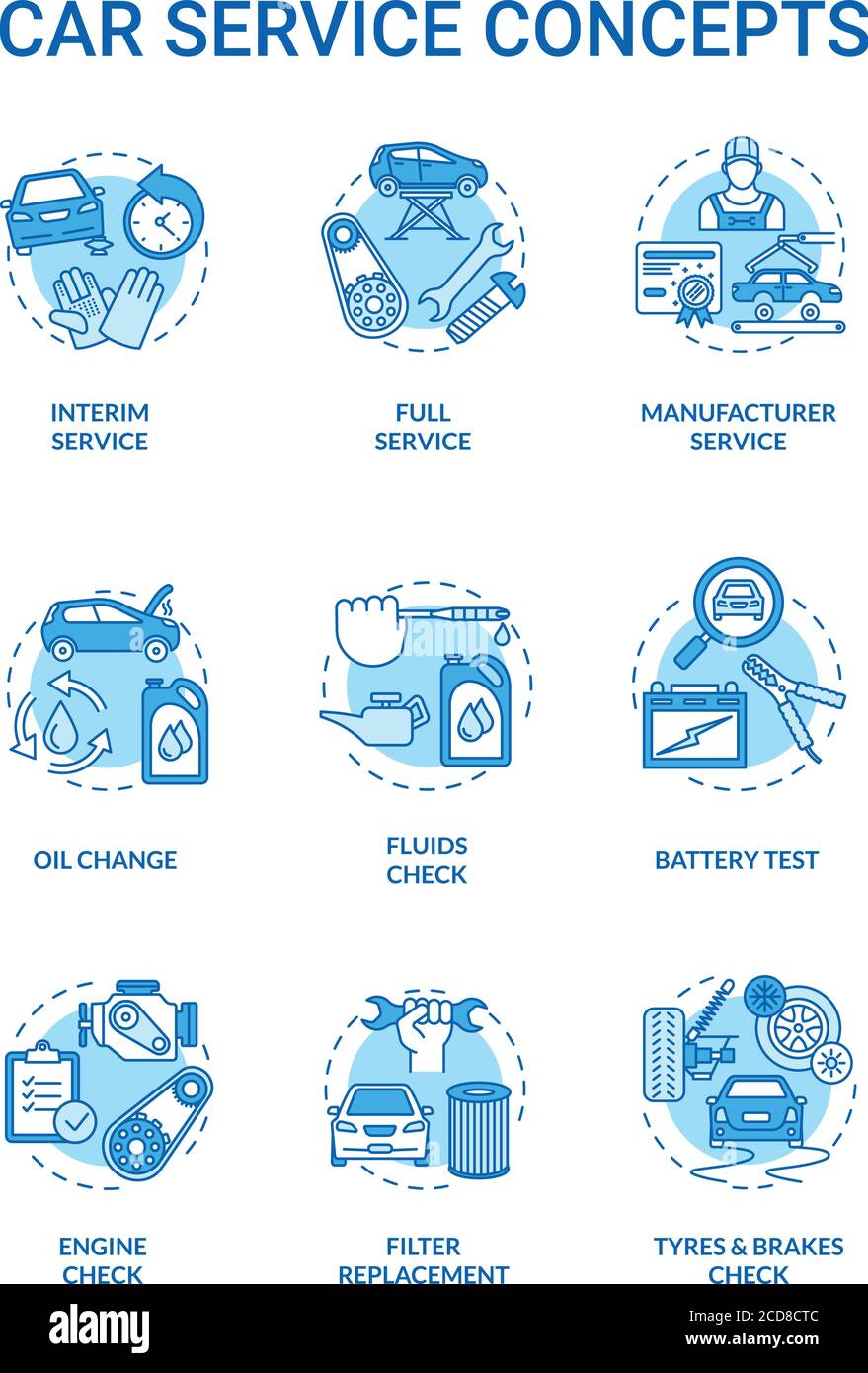 Car service concept icons set Stock Vector