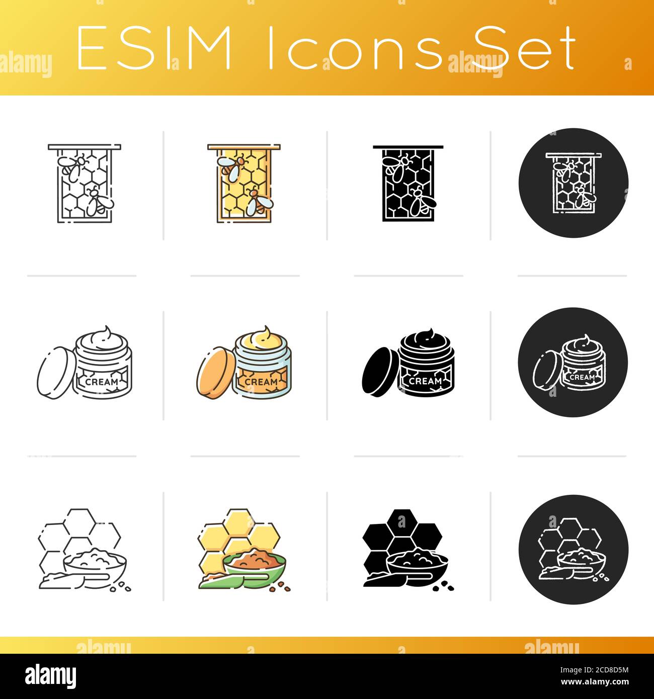 Beekeeping icons set Stock Vector