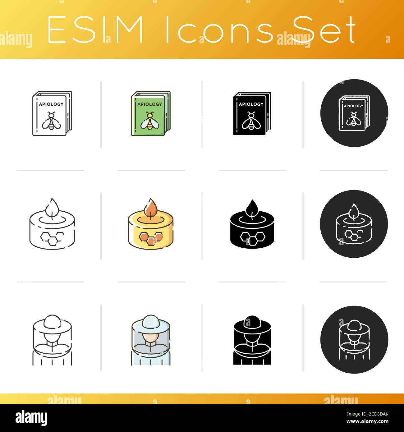 Beekeeping business icons set Stock Vector