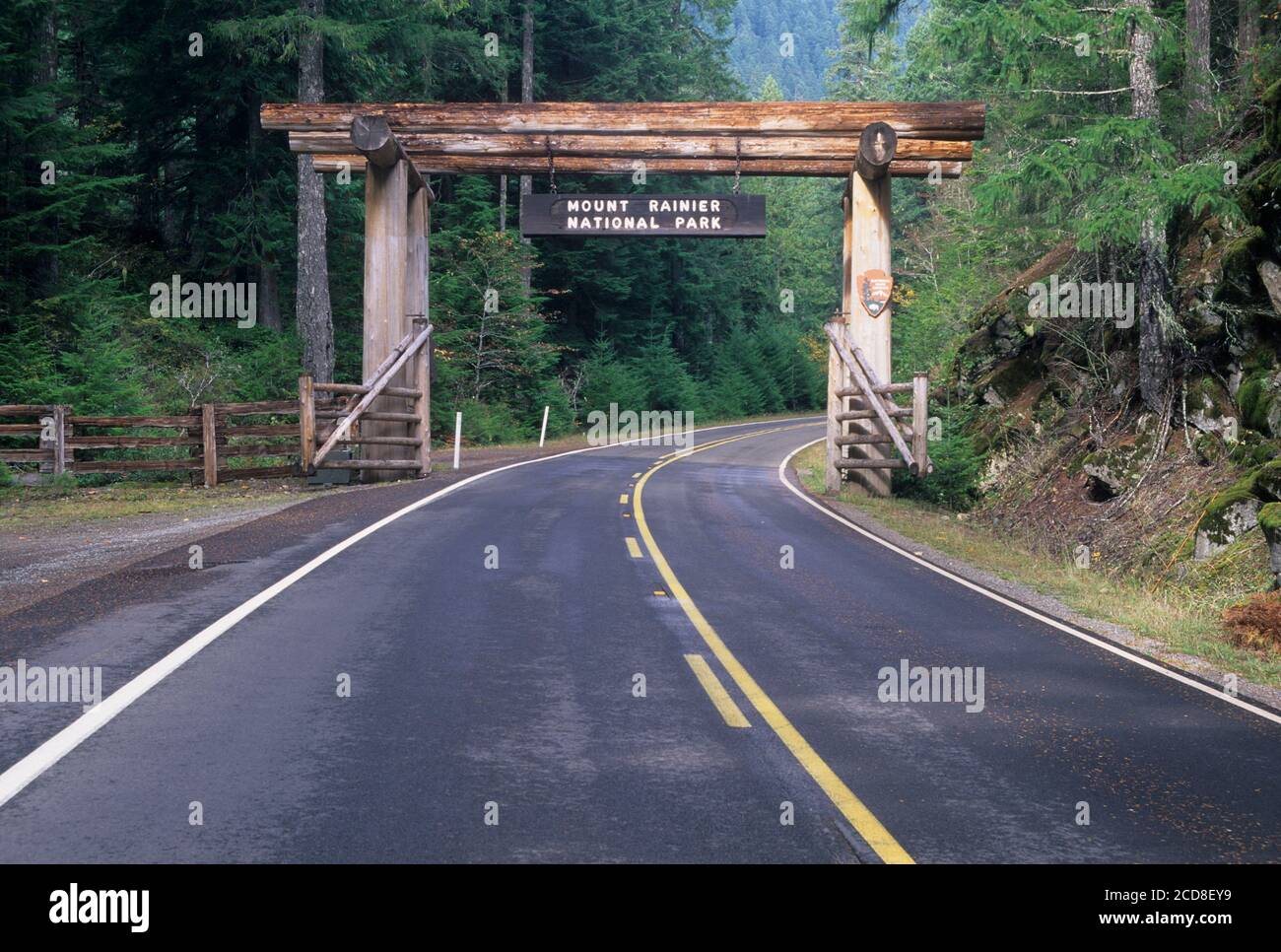 Entrance arch, Mt Rainier National Park, Washington Stock Photo Alamy