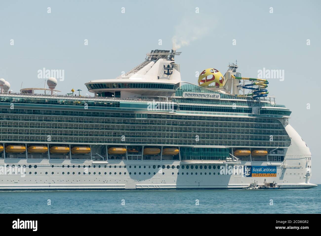 Malaga Harbour In Spain The Giant Cruise Ship Independence Of The Seas Stock Photo Alamy