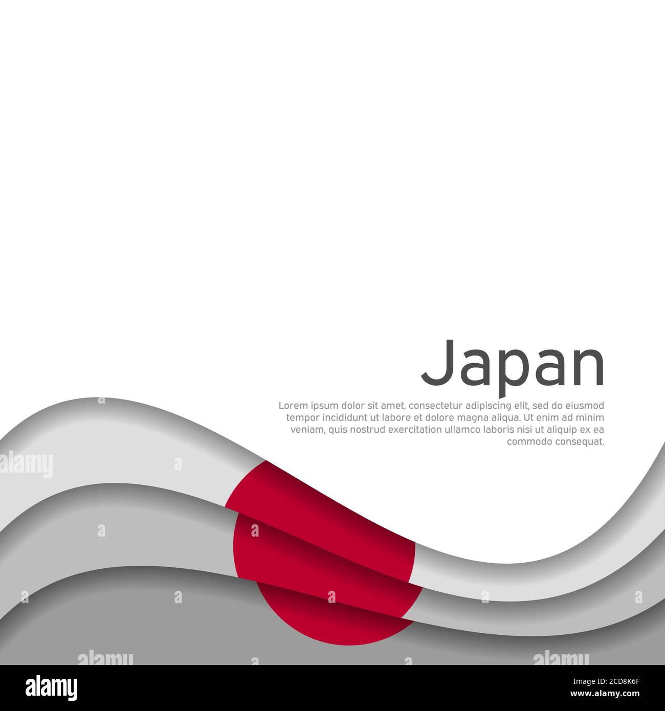 Cover, banner in the colors of japan. Background japan wavy flag