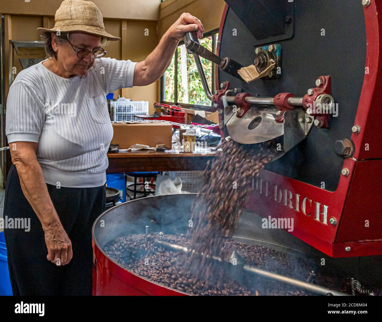 Organic coffee roaster in Costa Rica Stock Photo