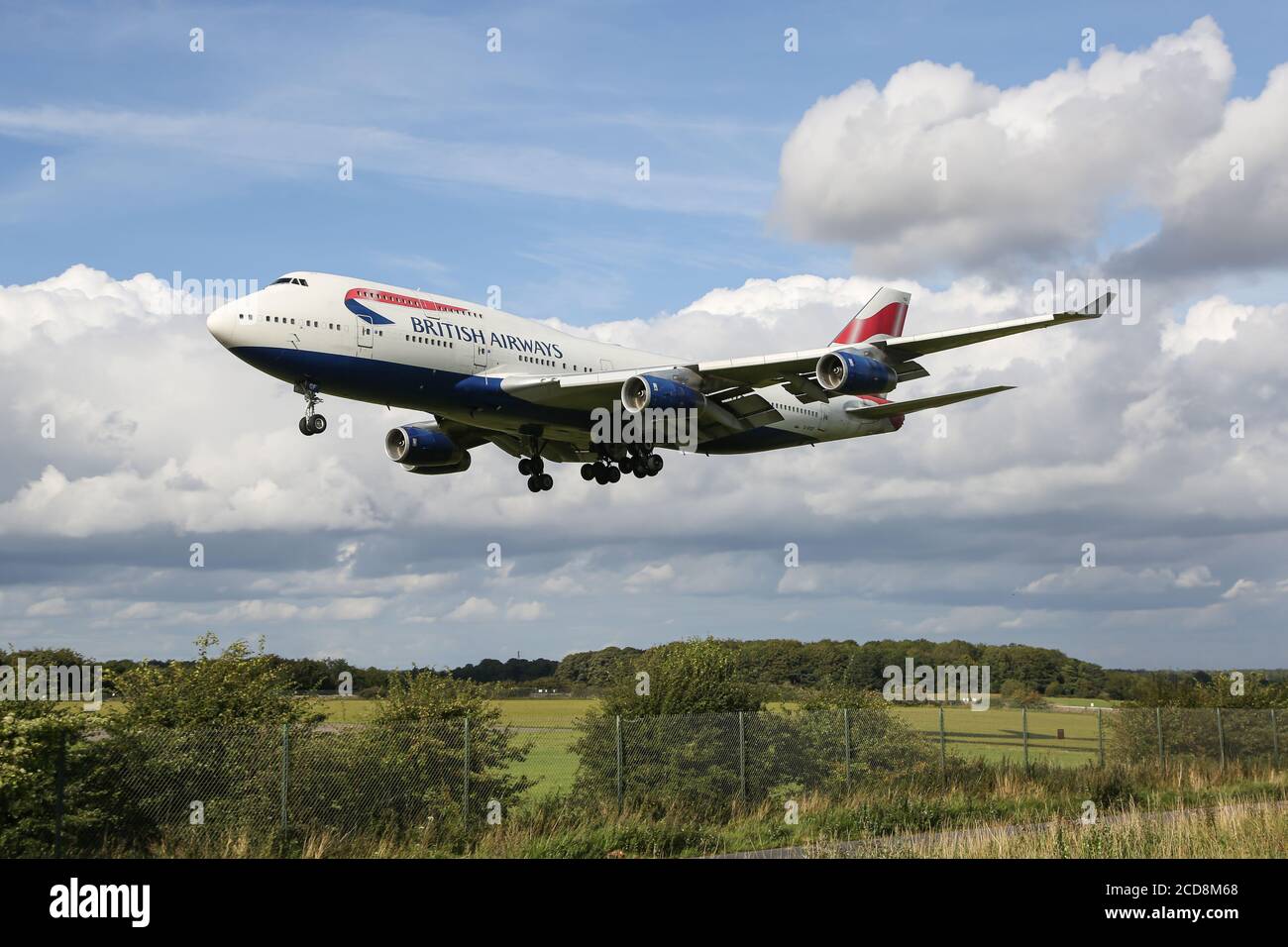 A British Airways Boeing 747436 (GBYGF) arrives at Cotswold Airport
