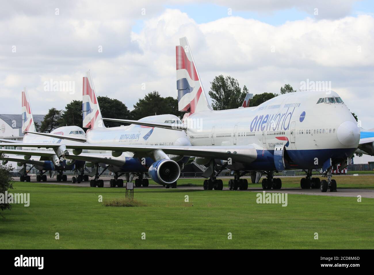 Three British Airways Boeing 747436 sit at Cotswold Airport awaiting