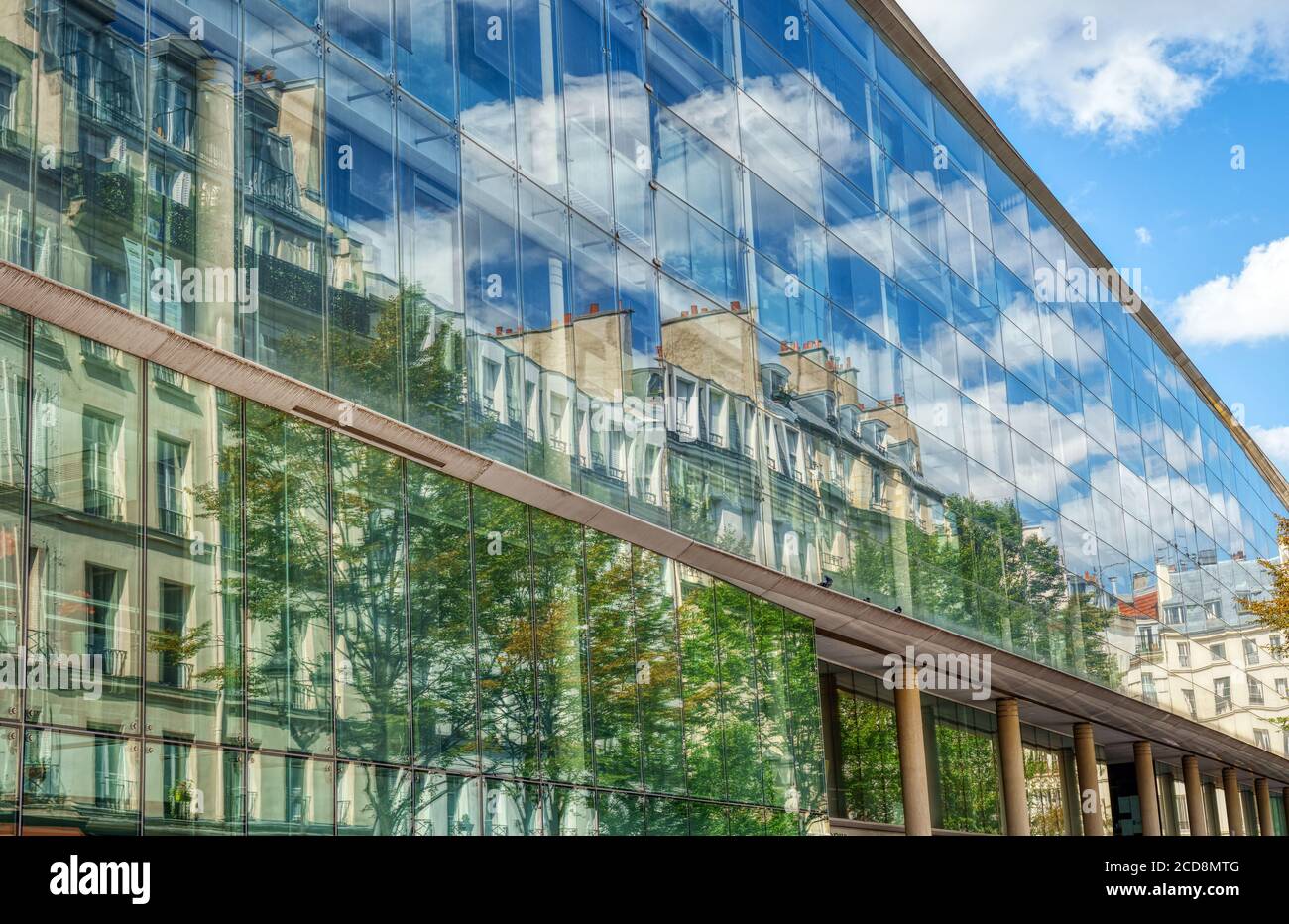 Glass building at Marche Saint-Honore square - Paris, France Stock Photo