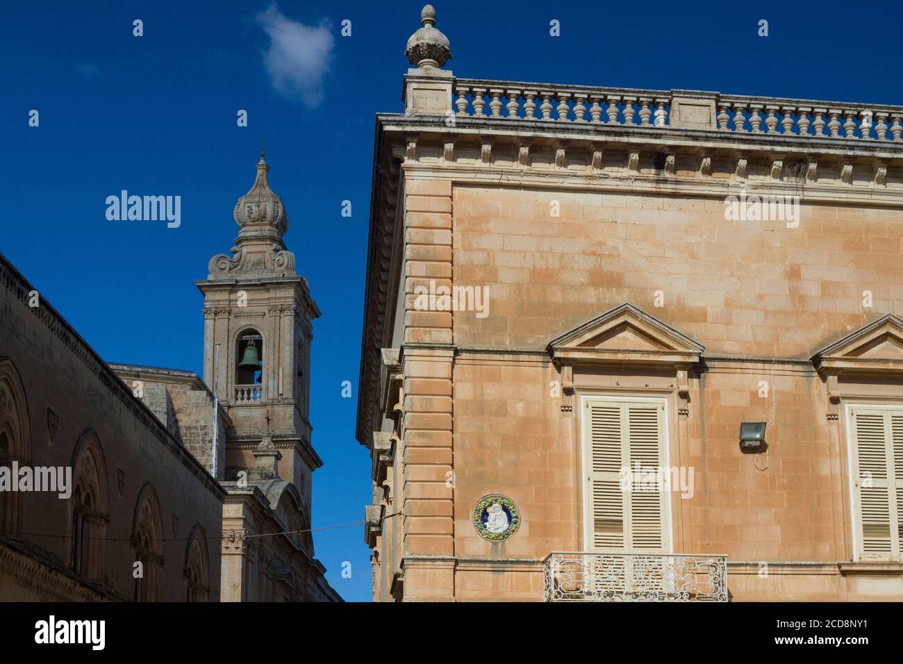 Architectonic details of ancient  buildings in Mdina, Malta Stock Photo