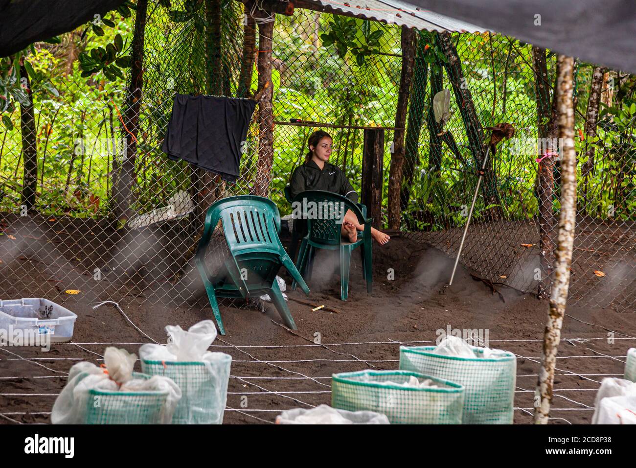 Hatchery of Biosphere Citizen Scientist Project Camp to save Sea Turtles in Reventazón, Costa Rica Stock Photo