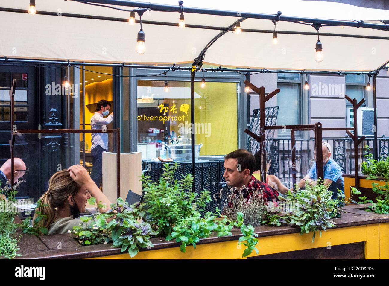 Outdoor seating during the Covid 19 pandemic at Silver Apricot