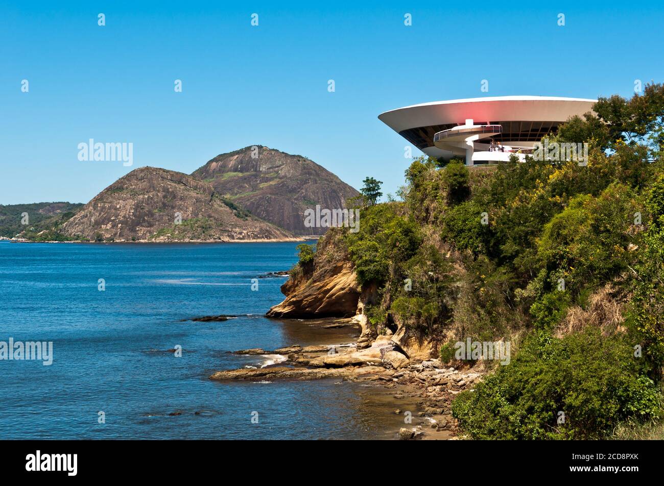 Oscar Niemeyer's Niteroi Contemporary Art Museum, one of the masterpiece of modern architecture, built in 1996 Stock Photo