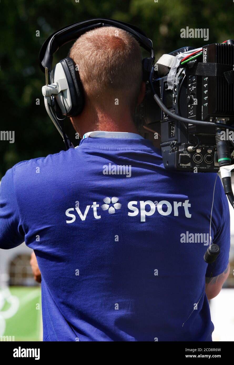 TV photographer from Swedish Television, SVT. Photo Jeppe Gustafsson Stock Photo