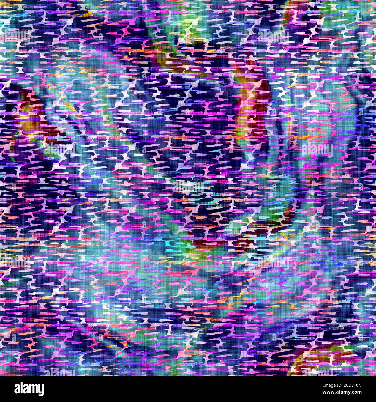 Blurry rainbow glitch camo texture background. Irregular bleeding