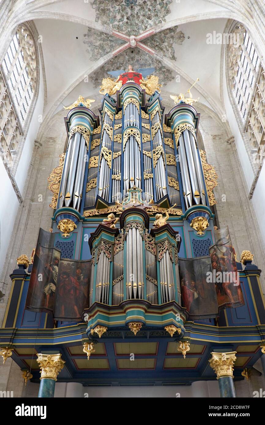 Netherlands, North Brabant (Provincie Noord Brabant), Breda, Organof the Grote Kerk or Onze Lieve Vrouwekerk (Church of Our Lady) Stock Photo