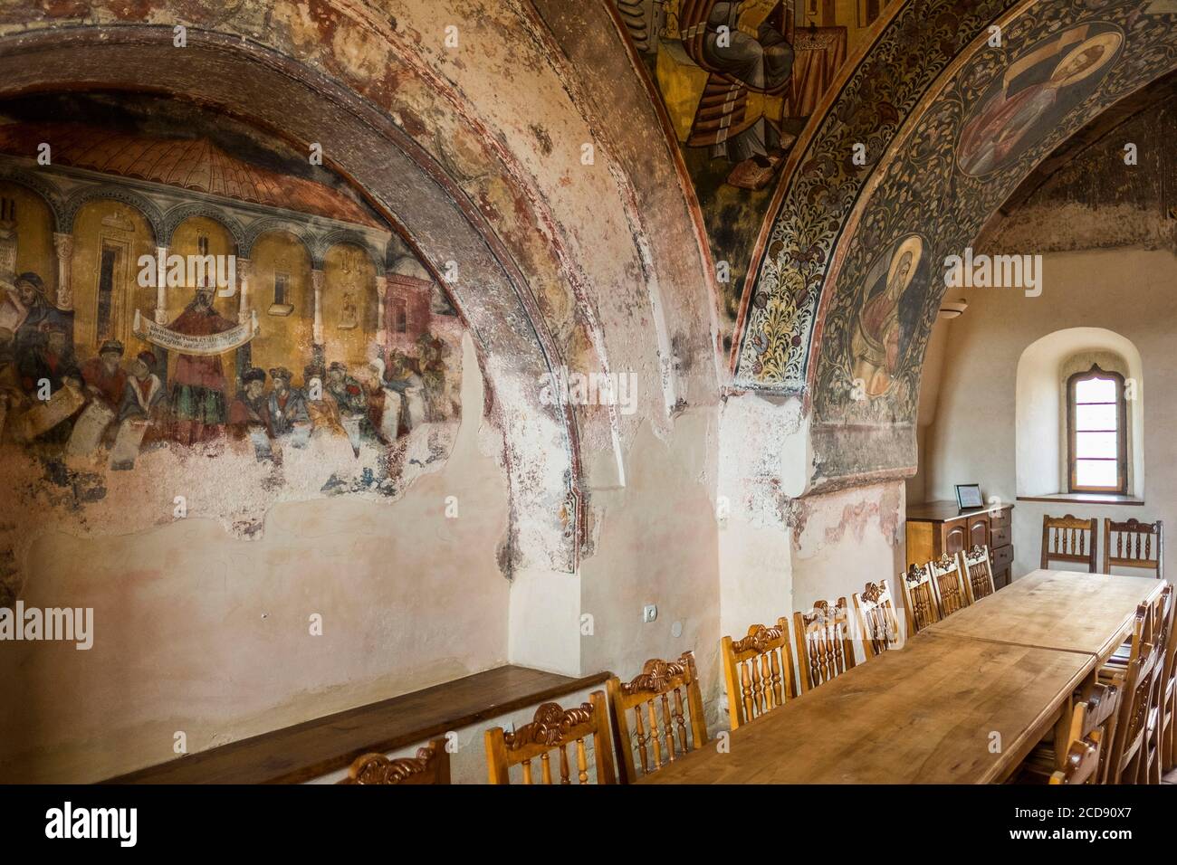 Romania, Wallachia, Horezu, the Horezu Monastery was listed as a UNESCO World Heritage Site in 1993 for the quality of conservation of these paintings of more than 300 years Stock Photo