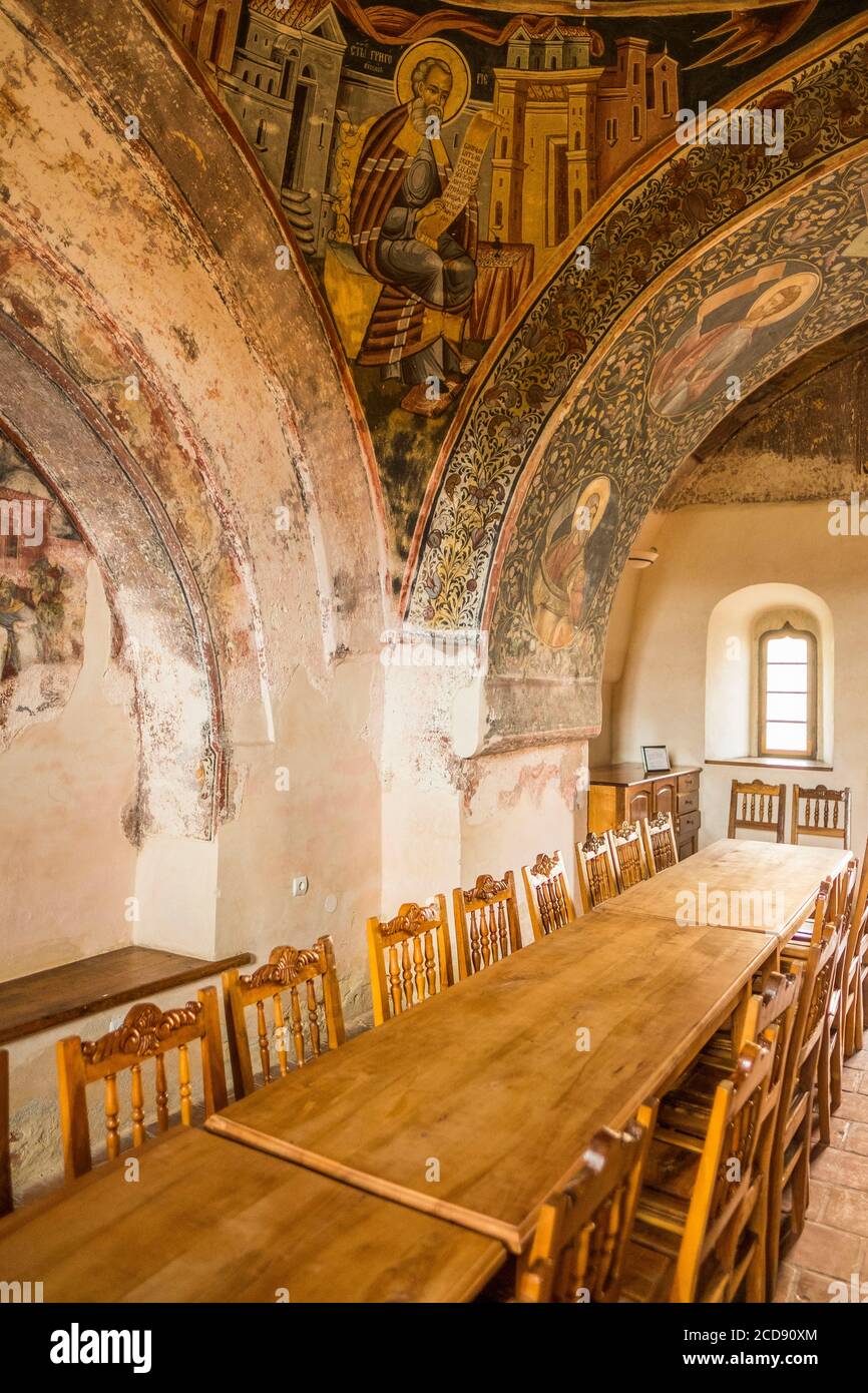 Romania, Wallachia, Horezu, the Horezu Monastery was listed as a UNESCO World Heritage Site in 1993 for the quality of conservation of these paintings of more than 300 years Stock Photo