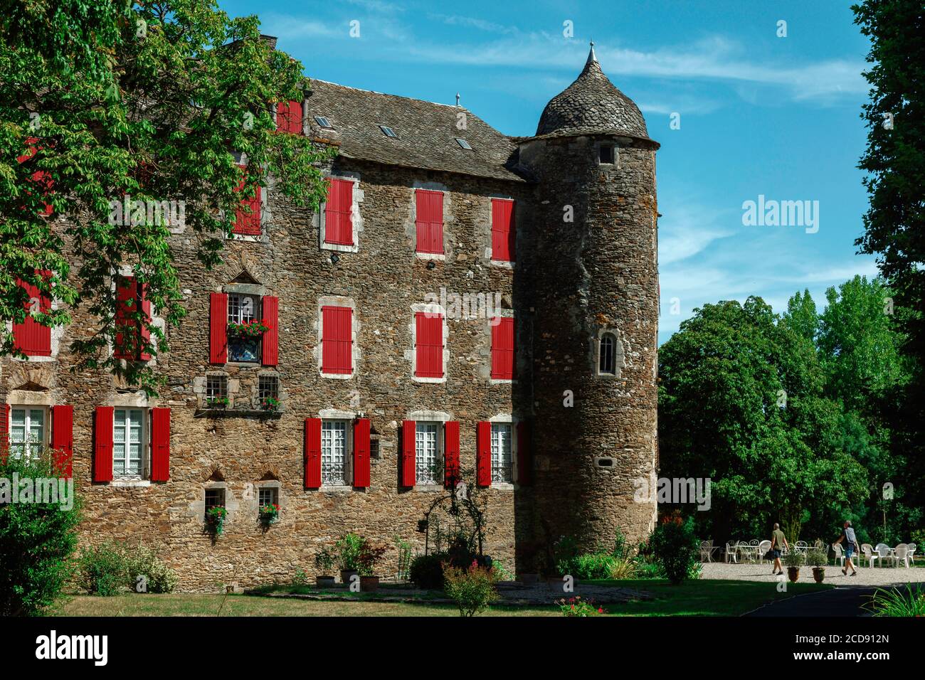 France, Aveyron, Camjac, Bosc Castle, exterior view of the castle and its gardens Stock Photo