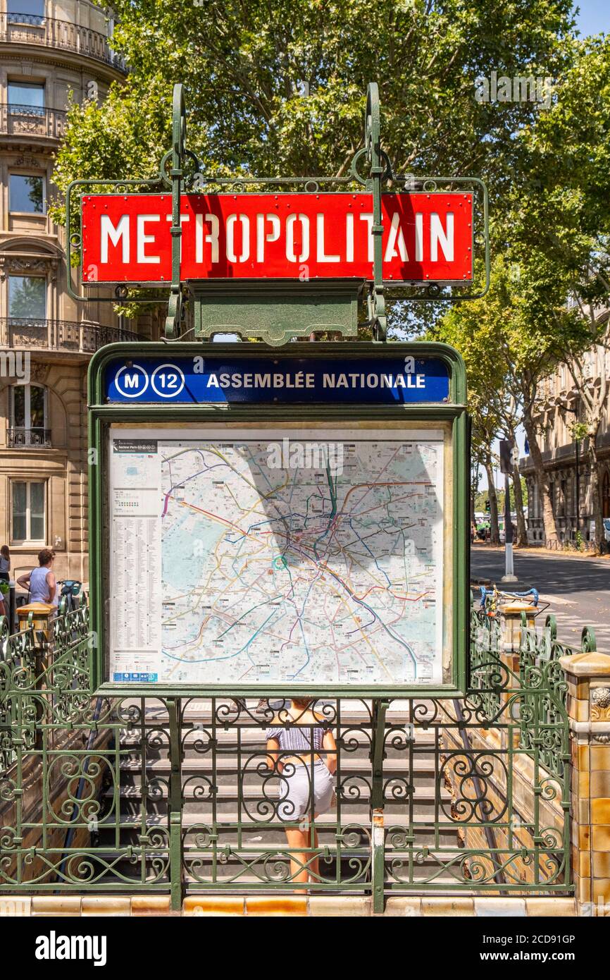 France, Paris, Subway Sign: National Assembly Stock Photo