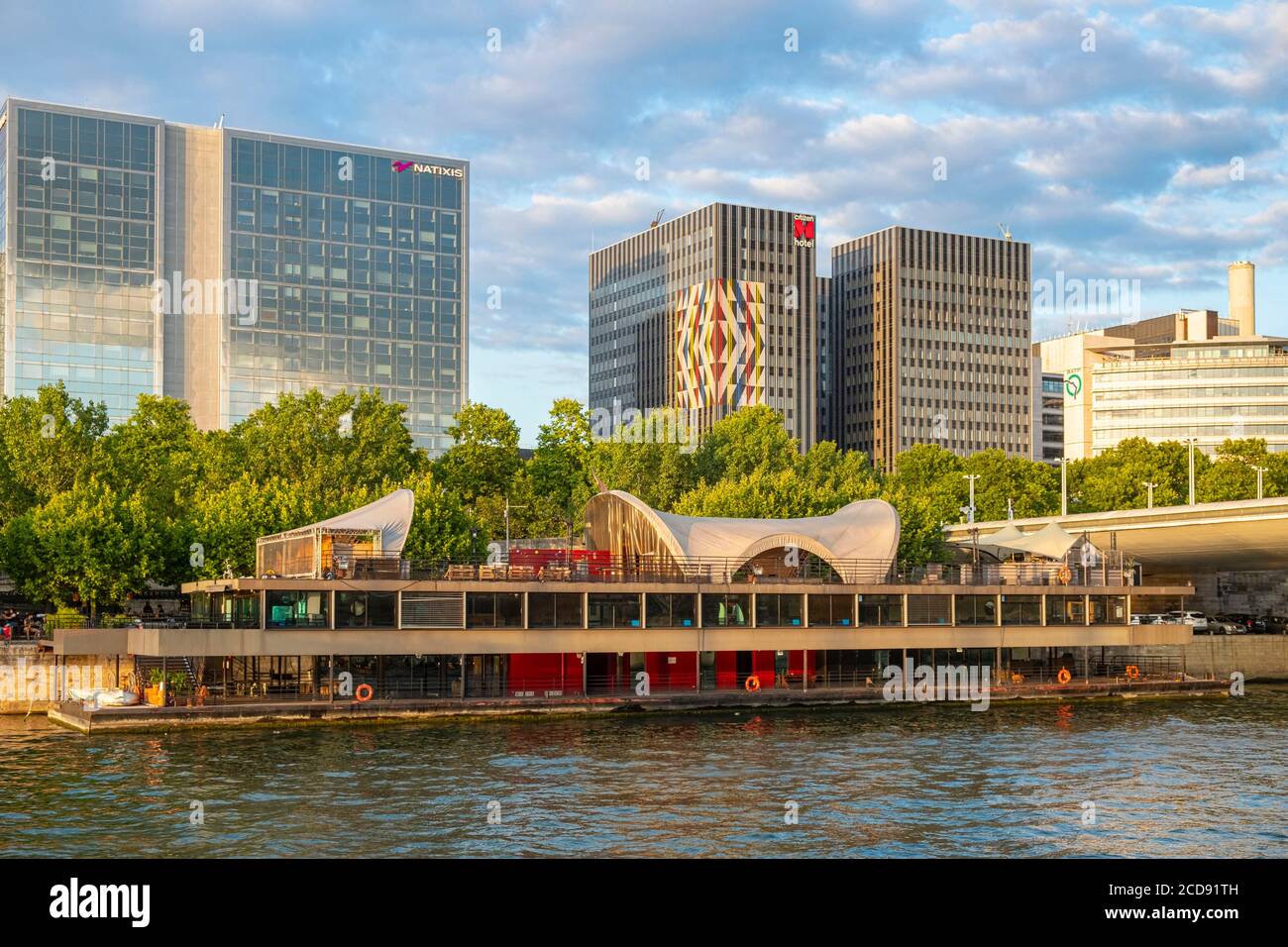 France, Paris, the banks of the Seine, quai de la Rapee, the barge la ...