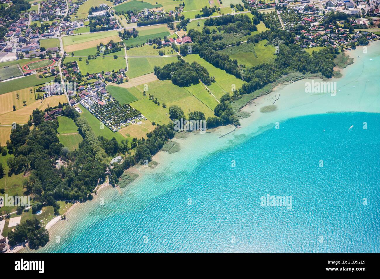 France, Haute Savoie, Annecy lake (aerial view) Stock Photo