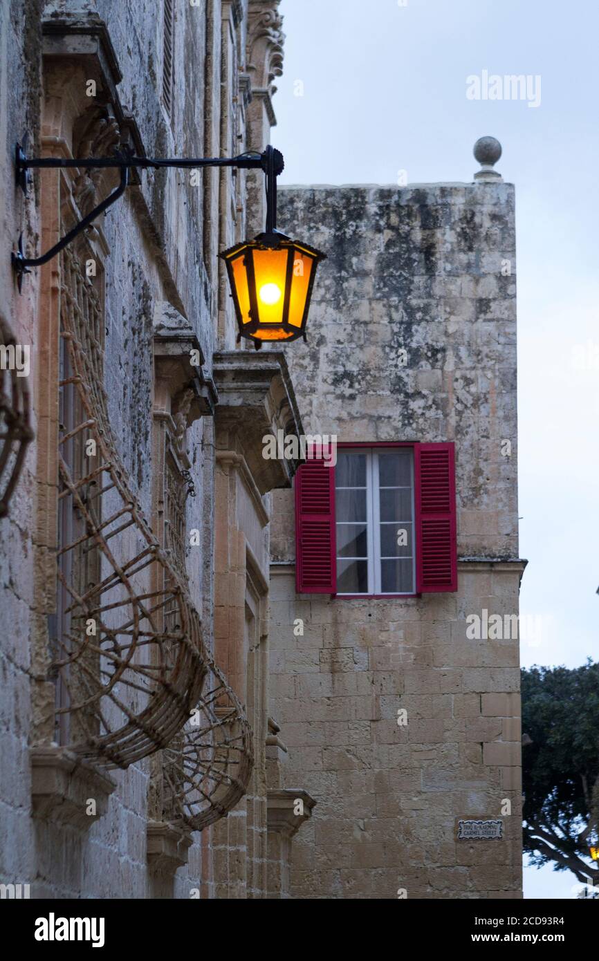 Architectonic details of ancient  buildings in Mdina, Malta Stock Photo