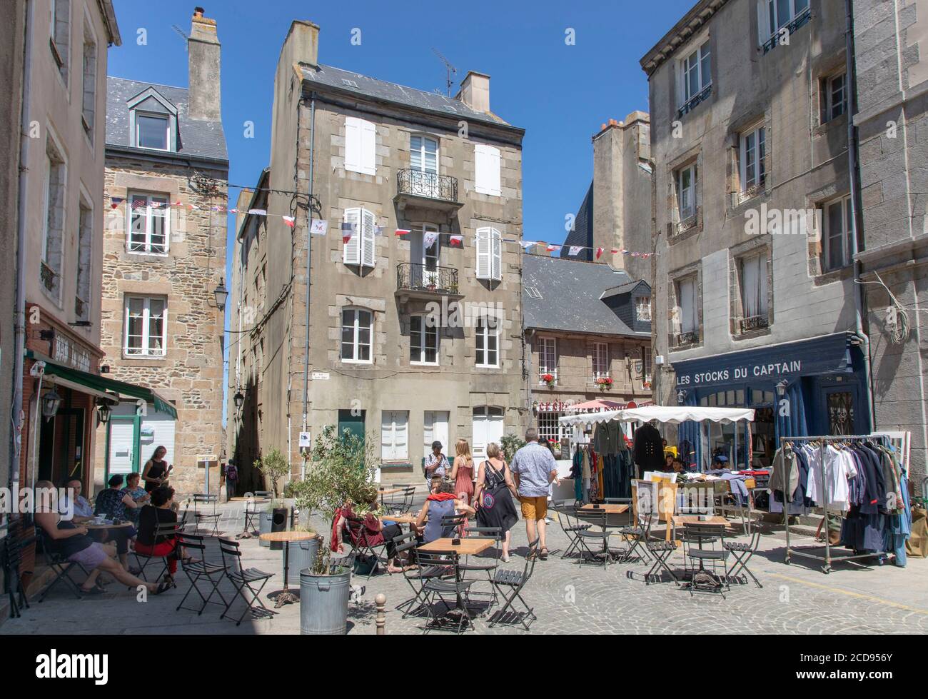 France, Manche, Cotentin, Granville, the Upper Town built on a rocky headland on the far eastern point of the Mont Saint Michel Bay, place Cambernon in the upper town Stock Photo