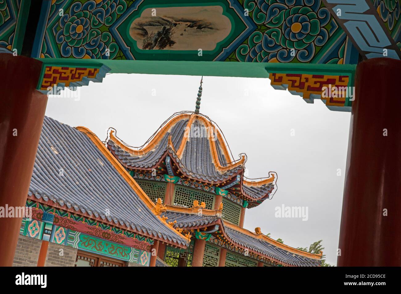 Entrance Pavilion on site of the Muslim Kings of Hami / Palace of Hami King from the Uighur Khanganate Era, Hami / Kumul, Xinjiang, China Stock Photo