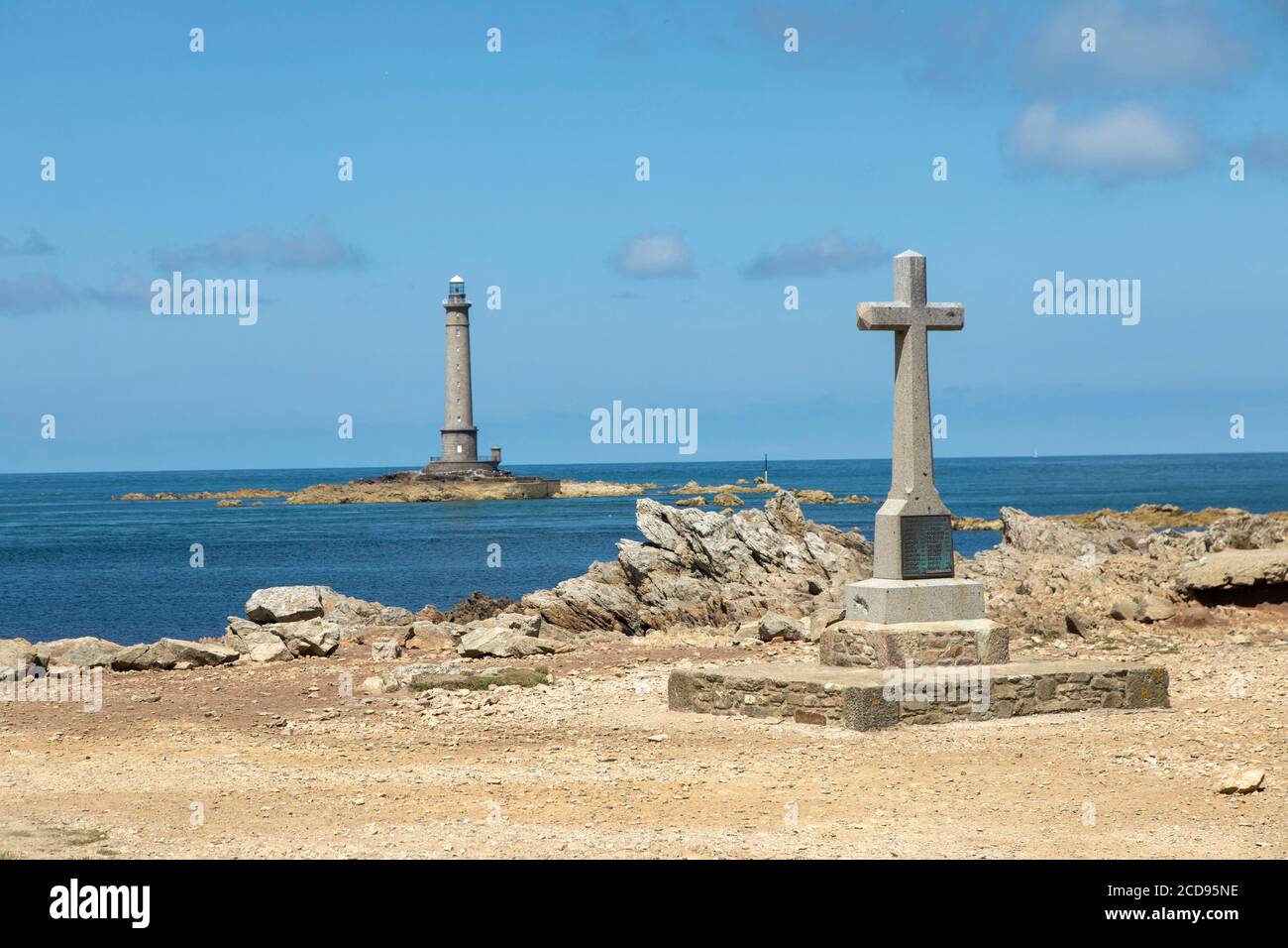 France, Manche, Cotentin, Cap de la Hague, Auderville, Goury the Hague lighthouse or Goury ligfhthouse Stock Photo