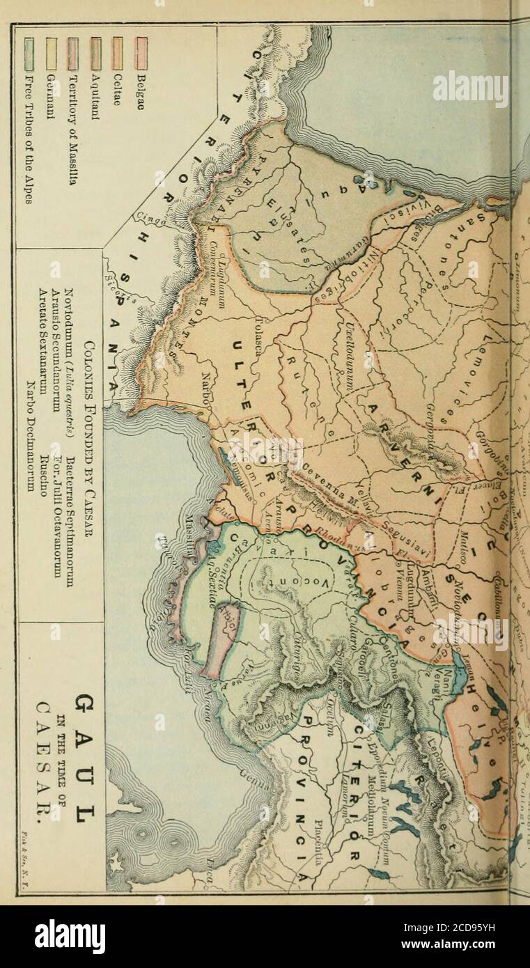 . First Steps in Latin: A Complete Course in Latin for One Year, Based on Material Drawn from Caesar's Commentaries, with exercises for Sight-Reading, and a Course of Elementary Latin Reading . ^ consulship, with thecommand of Cisalpine Gaul, Illyricum, and tliiie province of Narbo,or simply provincia, witli tiiree legions, for tsi term of five years.Cicsar had now attained his object. As Procorlvisul of Cisaljjine Gaul,he could watch the progress of affairs in tiie ca hpital, while tlie tiireat-ening movements of the tribes in Gaul opened nrto him the prospect ofsubjugating the country and tr Stock Photo