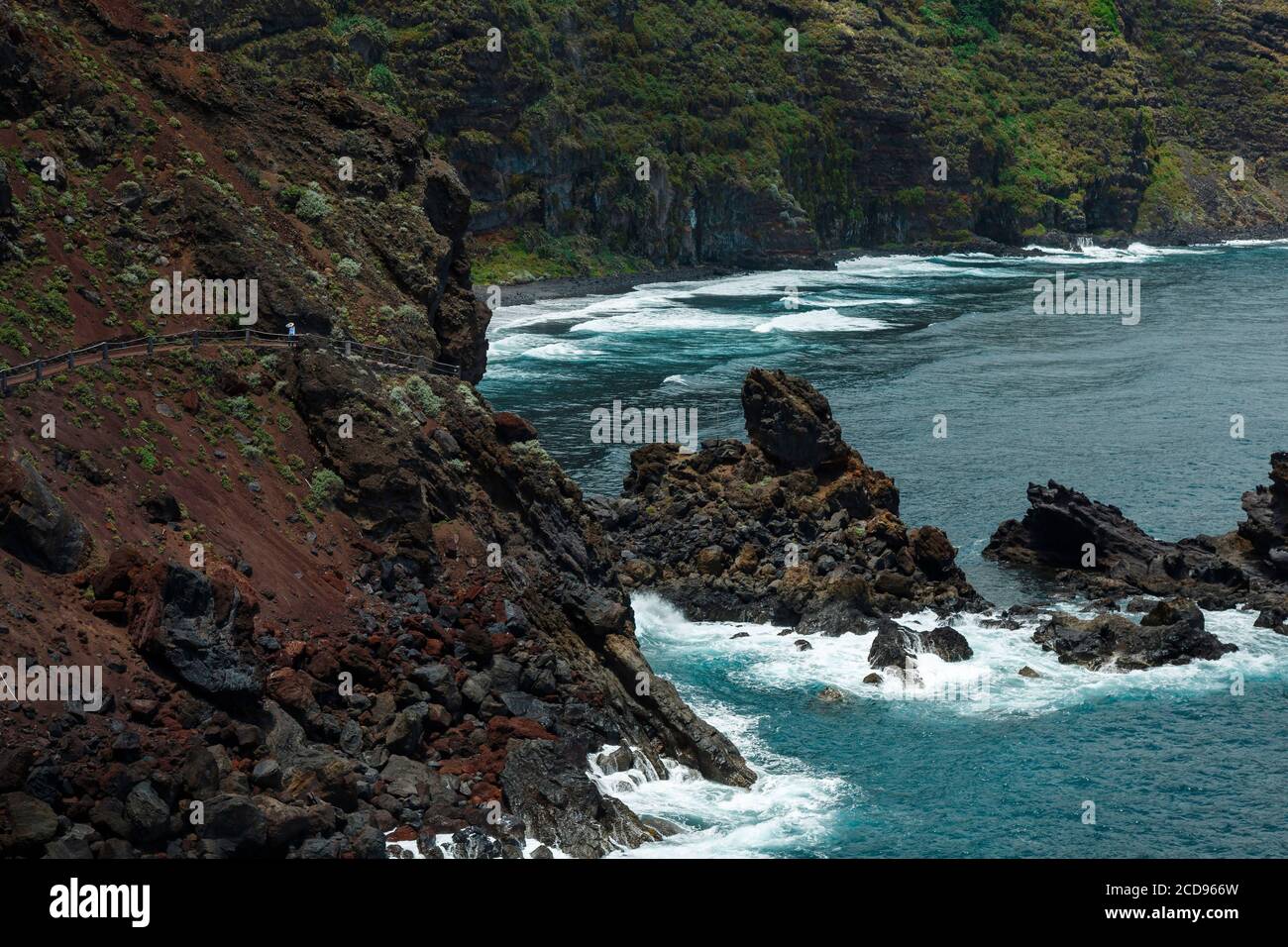 Spain, Canary Islands, La Palma, view of a rocky and volcanic coastline under a tropical and oceanic climate Stock Photo