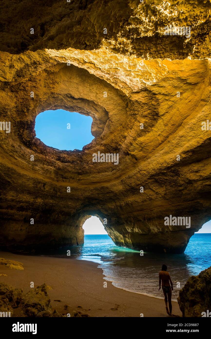 Portugal, Algarve, Benagil, marine cave shaped as a seashell Stock ...