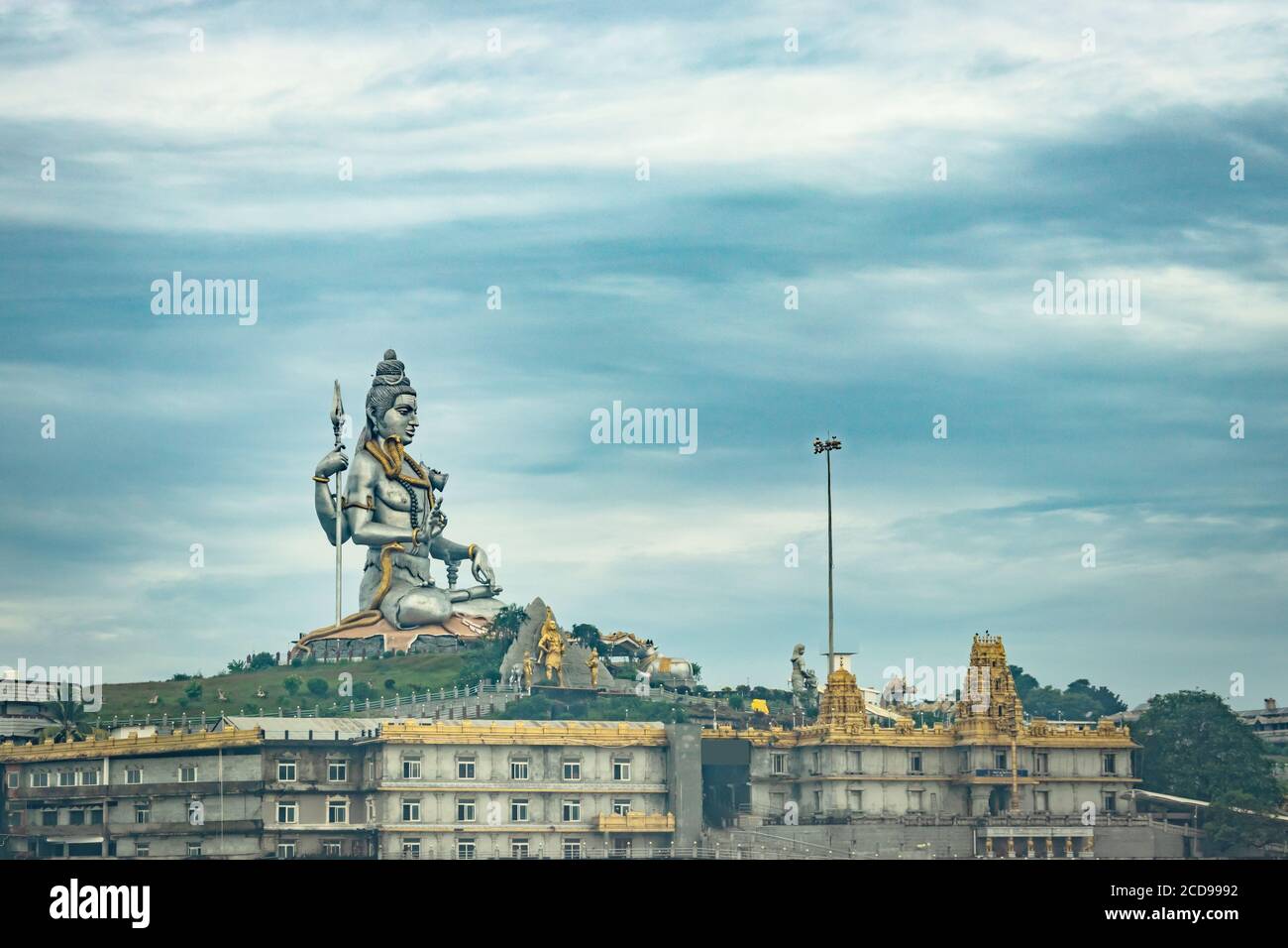 murdeshwar shiva statue morning view from low angle image is taken at murudeshwar karnataka india at early morning. it is the house of one of the tall Stock Photo