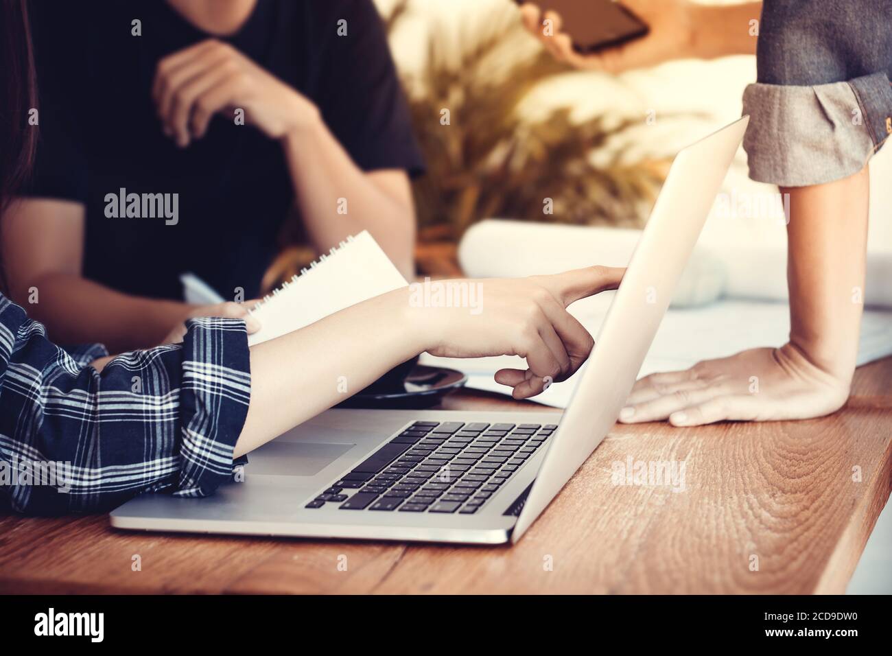 Startup company concept. Business people meeting in office to discuss project , anonymous face Stock Photo