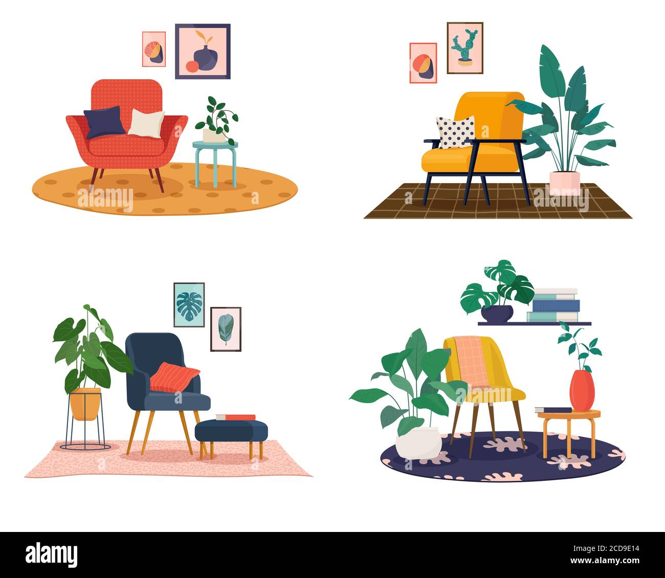 A set of various modern home furnishings Stock Vector