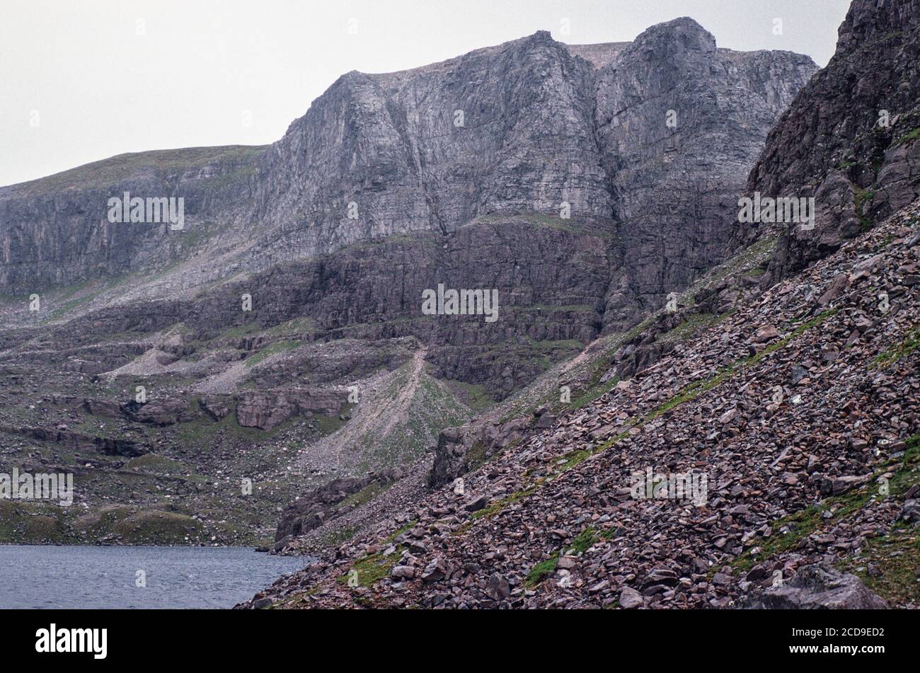 Ben Eighe, the triple buttresses of Coire Mhic Fhearchair in Torridon, north west Scotland, photographed 1990s Stock Photo