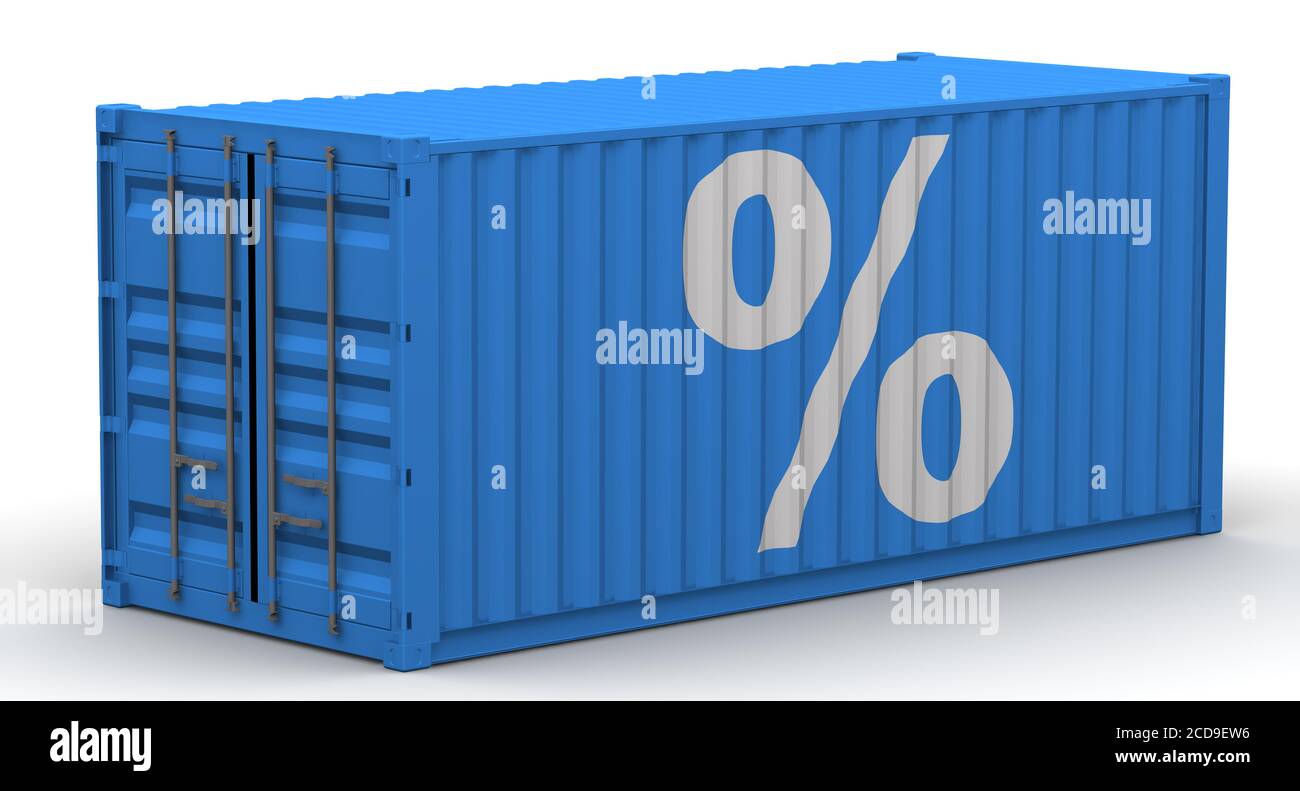 Cargo container filled with percentages. Freight container on a white ...