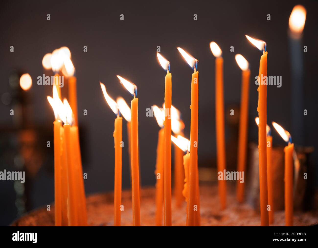 Candles burning in the Greek Orthodox church on the island of