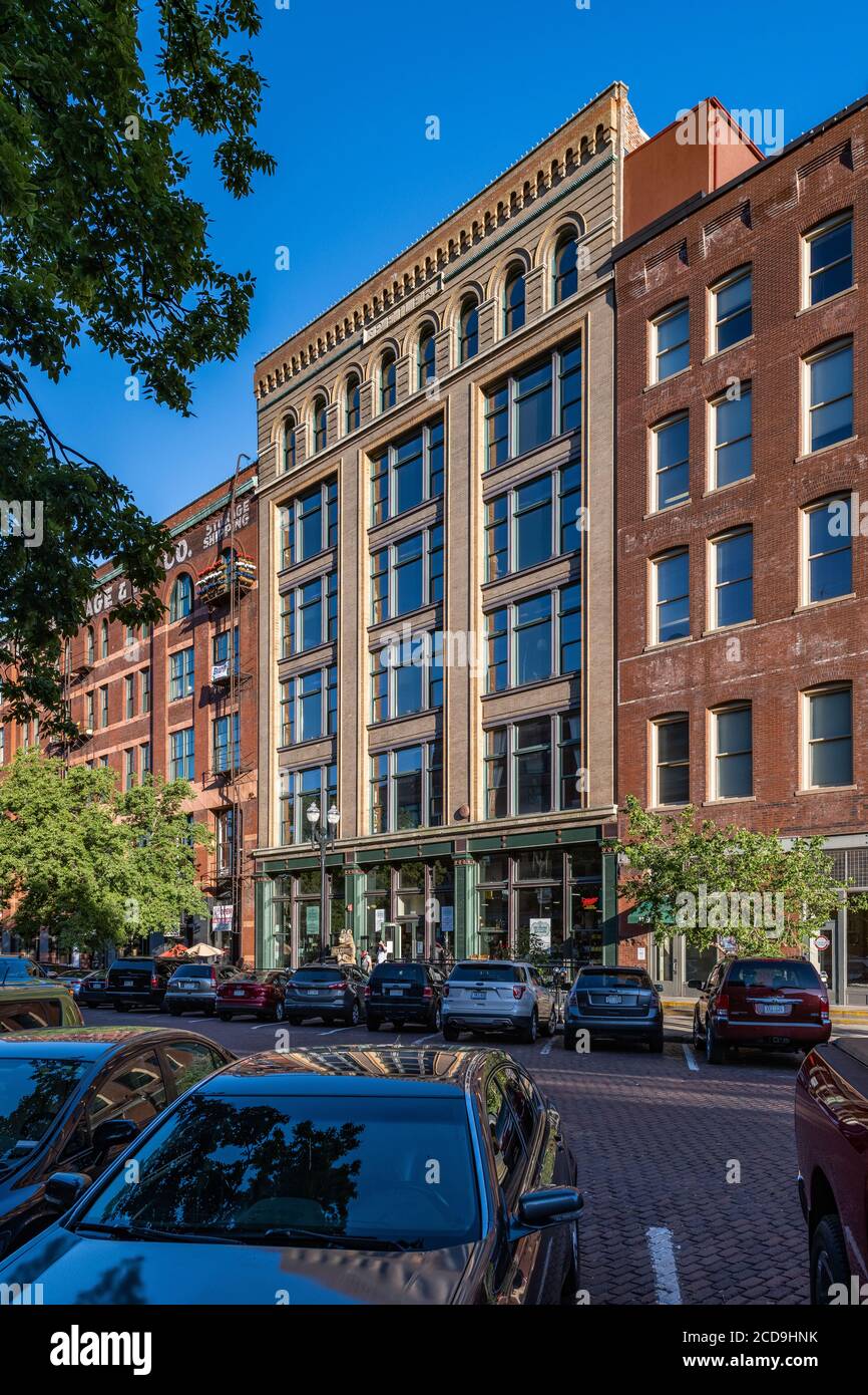 Buildings in the Old Market neighborhood of downtown Omaha Stock Photo