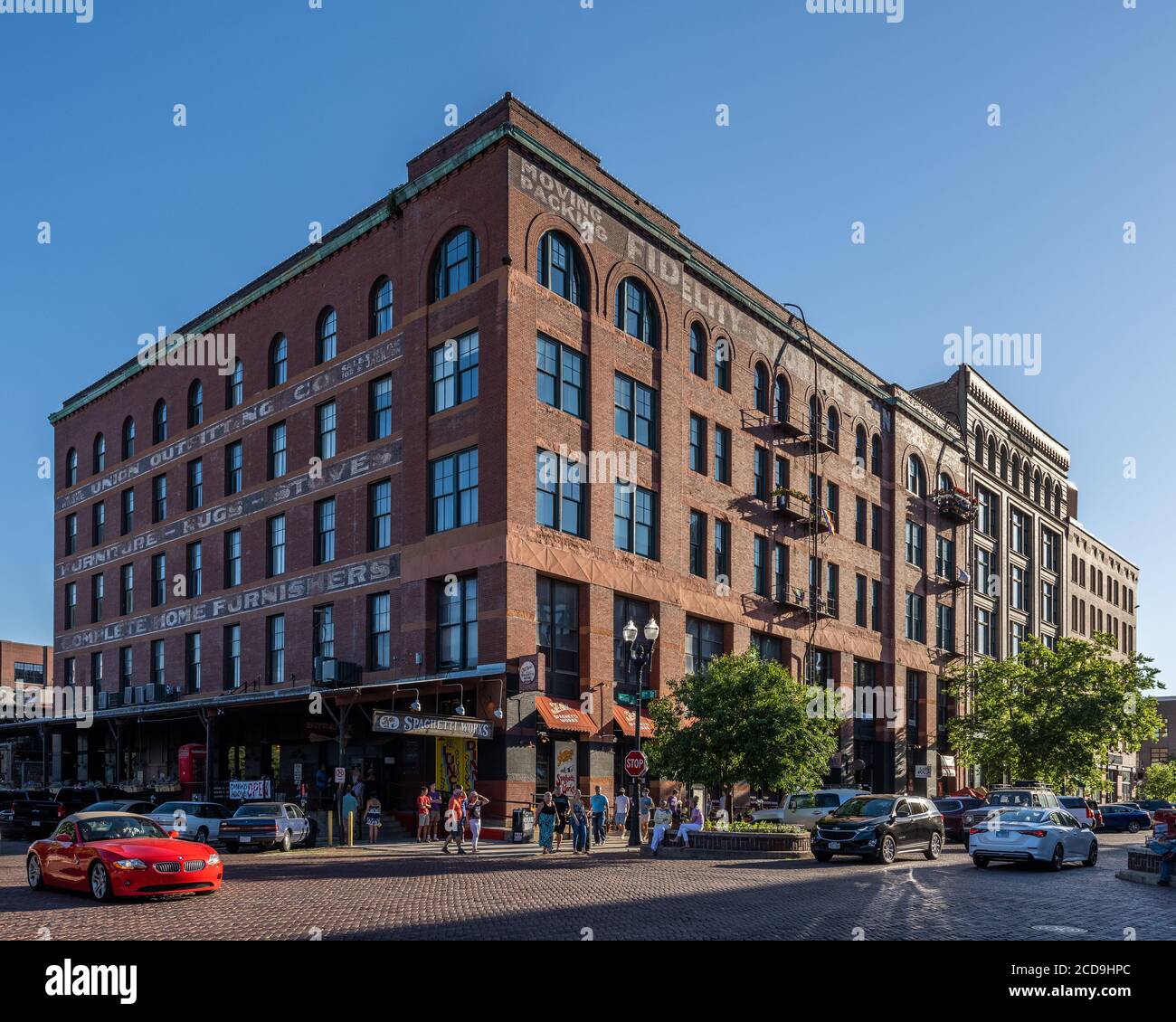 Buildings in the Old Market neighborhood of downtown Omaha Stock Photo