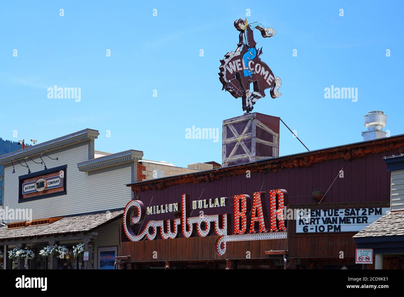 JACKSON HOLE, WY –1 AUG 2020- View of the Million Dollar Cowboy Bar, a ...