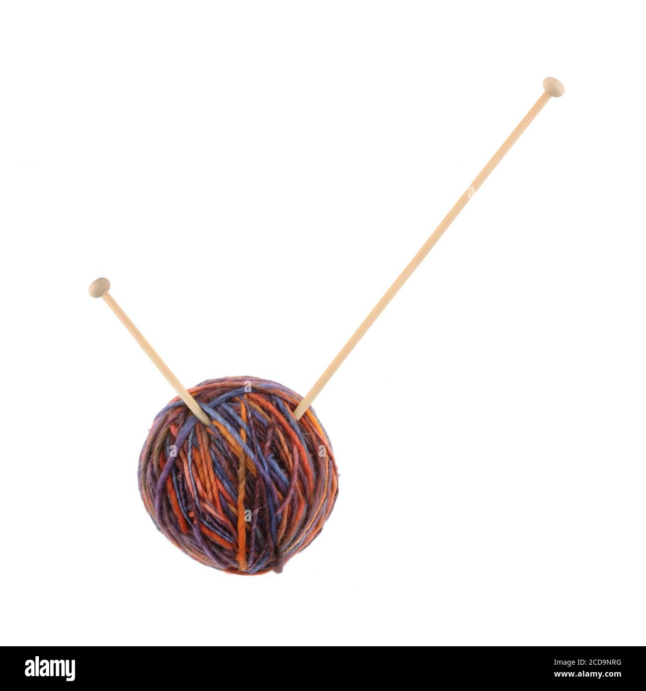 Tick checkmark made from a ball of wool and knitting needles Stock Photo