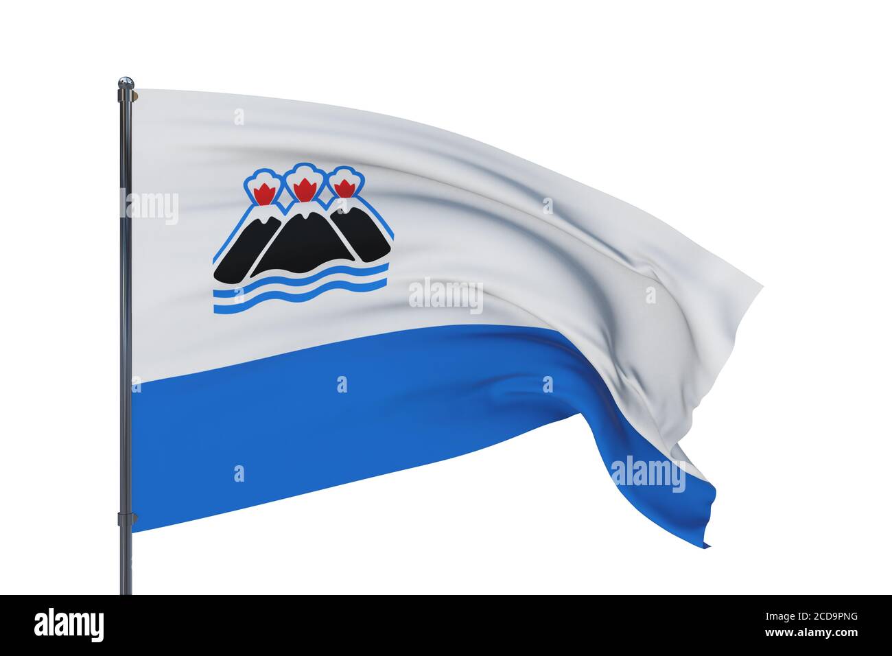 Flag of Kamchatka Oblast. 3D illustration isolated on white background ...