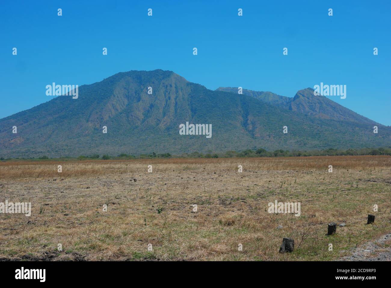 Scenic shot of Mount Baluran from Baluran National Park in Java, Indonesia Stock Photo
