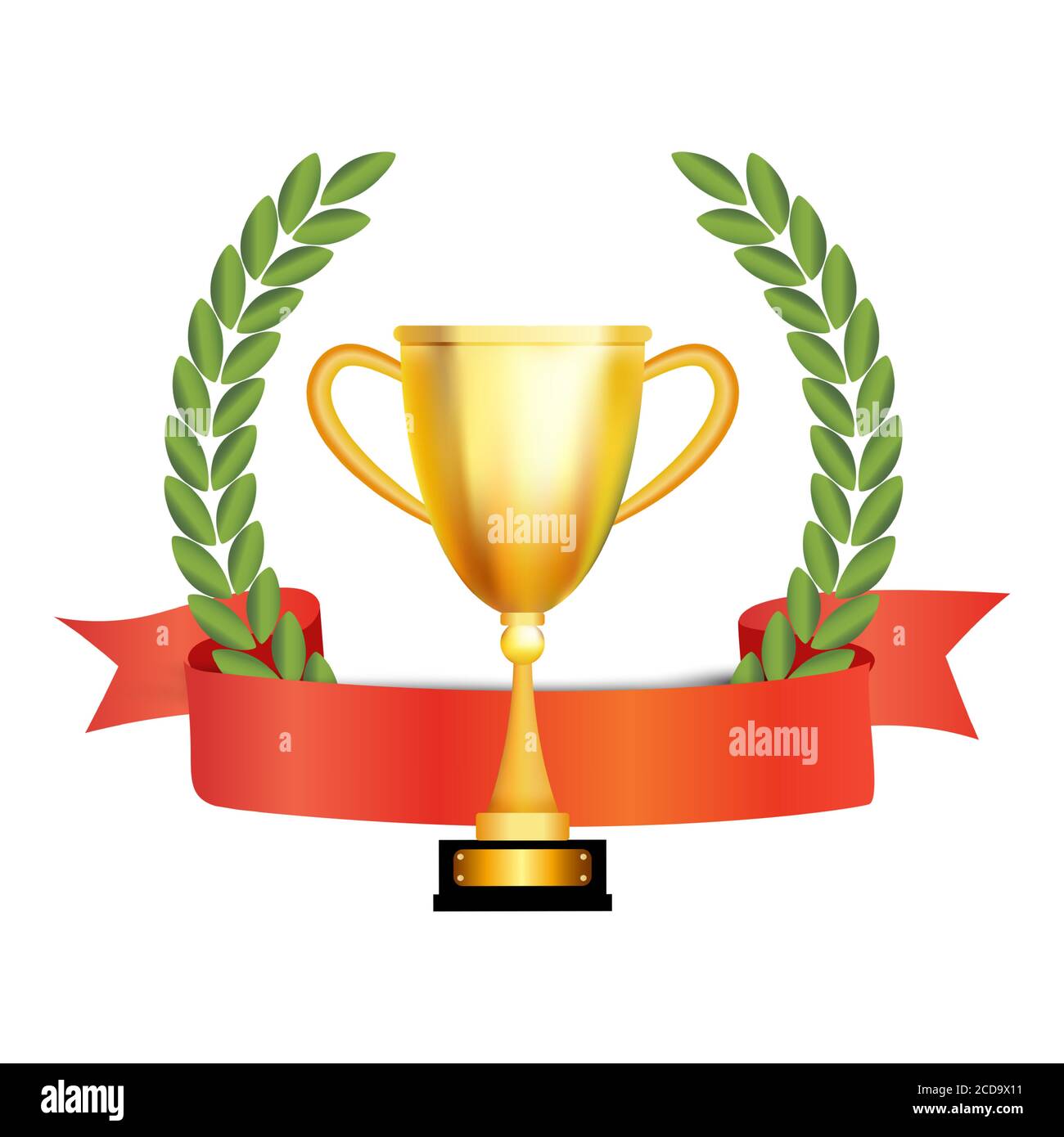 Winner trophy gold cup with Laurel wreath. Vector Illustration Stock ...