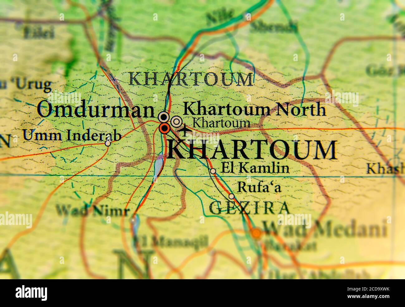 Geographic map of Sudan with capital city Khartoum Stock Photo - Alamy