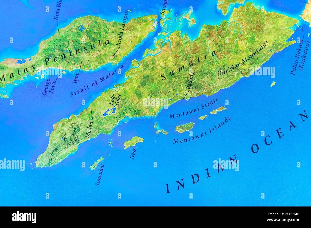 Geographic map of Sumatra island with important cities Stock Photo - Alamy