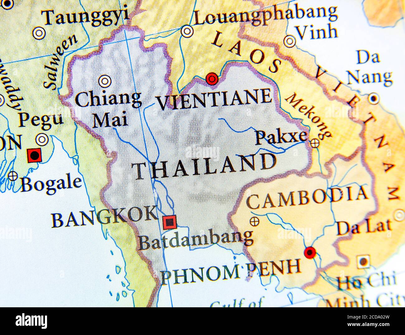 Geographic map of Thailand with important cities Stock Photo - Alamy