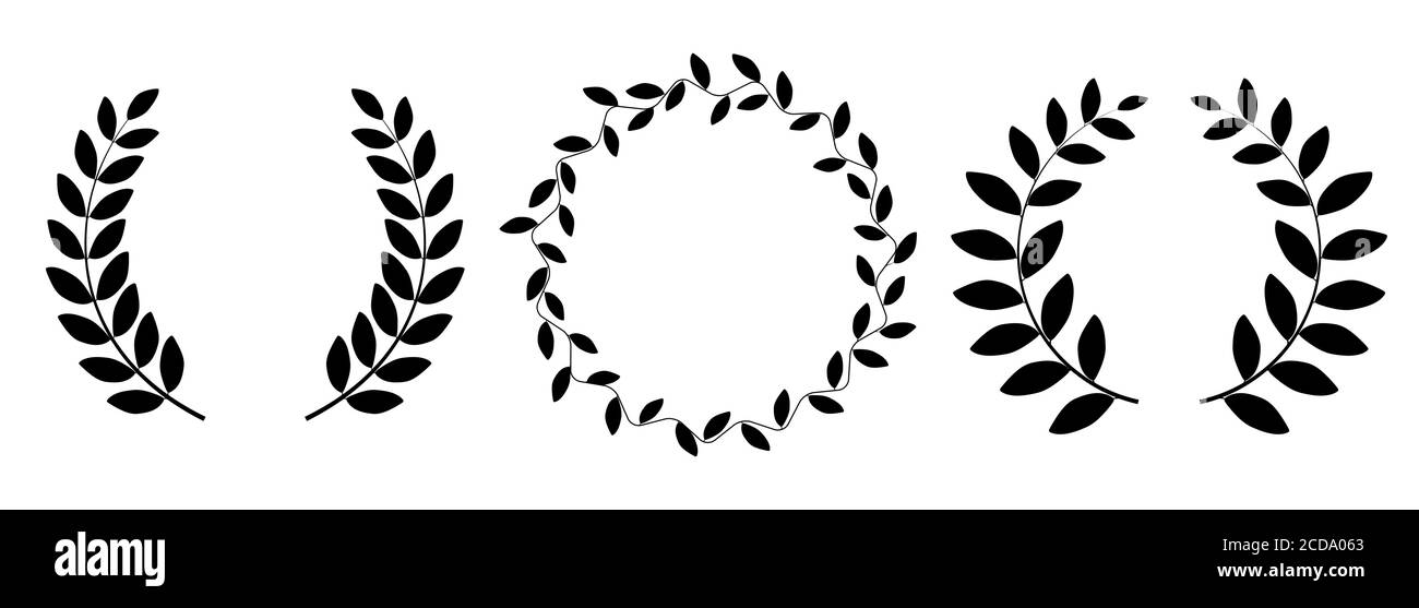 Laurel wreath silhouette collection set isolated on white background ...
