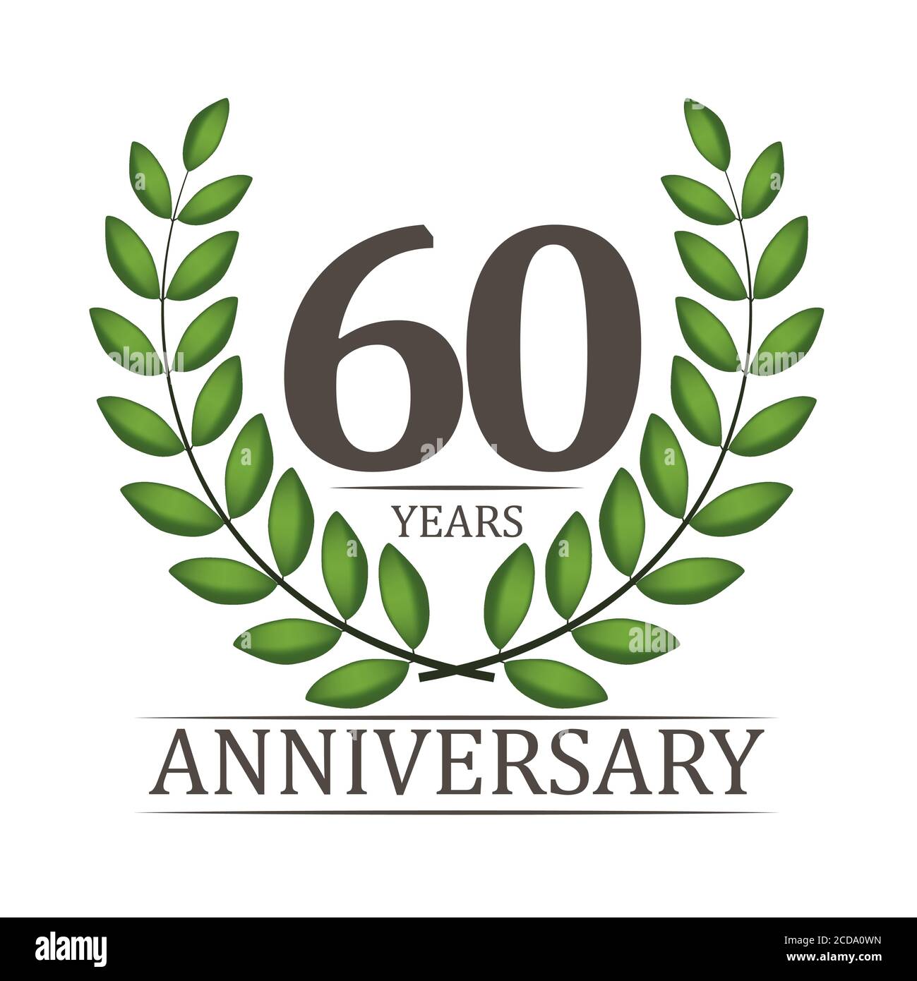 60 Years Anniversary Template with Red Ribbon and Laurel wreath Vector ...